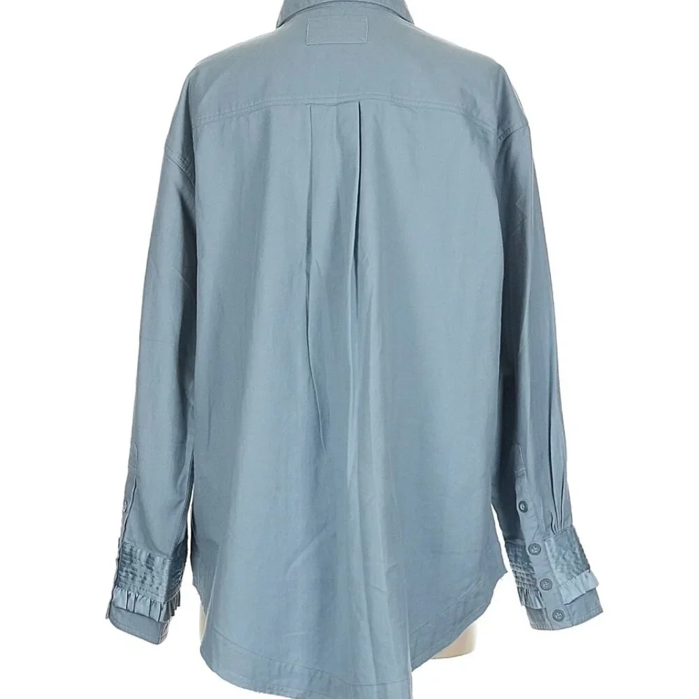 NWT We The Free Night Moves Shirt Blouse Boho Ruffle Blue $148 - Picture 9 of 15